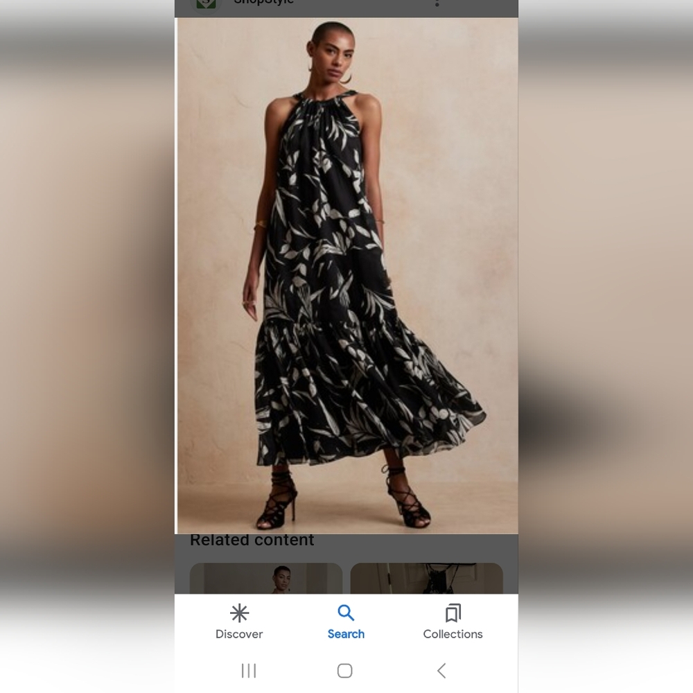 Banana Republic Fino Ramie Maxi Dress In Cream/ Black Floral NWT Size XS